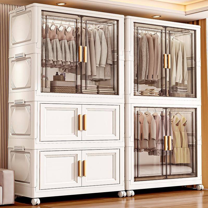 家用简易儿童衣柜折叠式衣物收纳柜双开门塑料柜子卧室储物柜