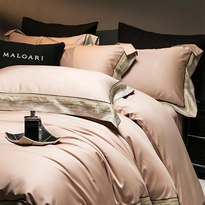 玛蒂亚140s支轻奢全棉长绒棉色织提花四件套纯棉贡缎高端床上用品