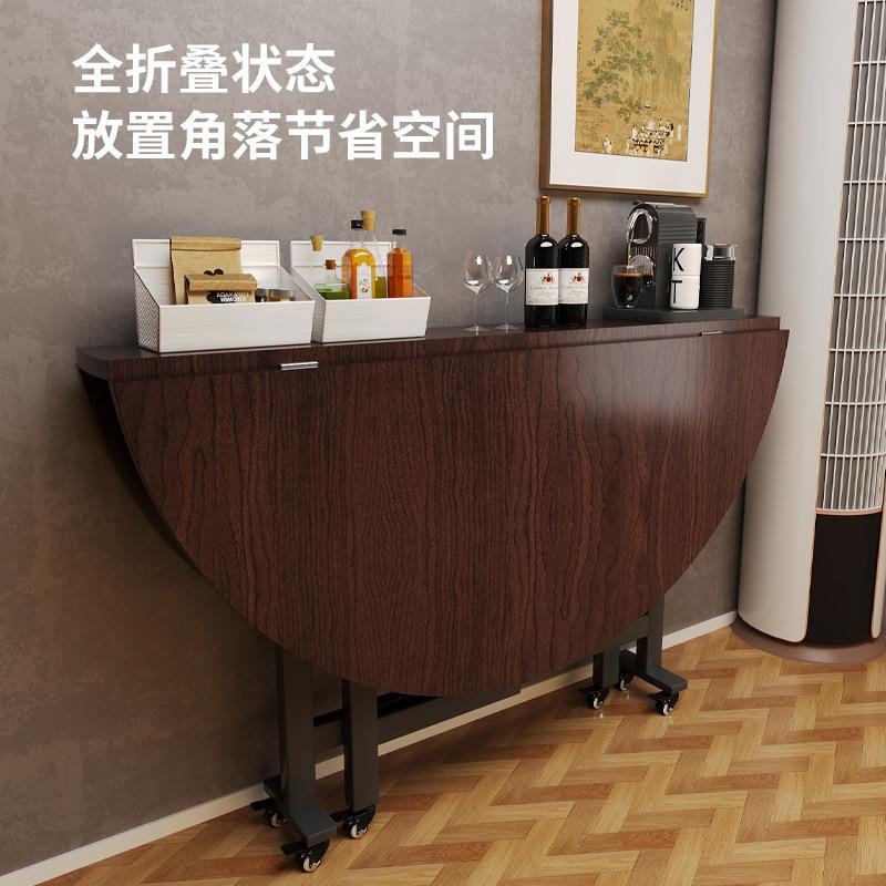 实木餐桌出租房经济型饭桌可折叠新中式圆桌颗粒板烧烤店桌椅组合