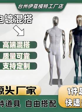 混搭模特镀金色头银色手臂黑色身体男模塑料PP可拆卸模型百变组合