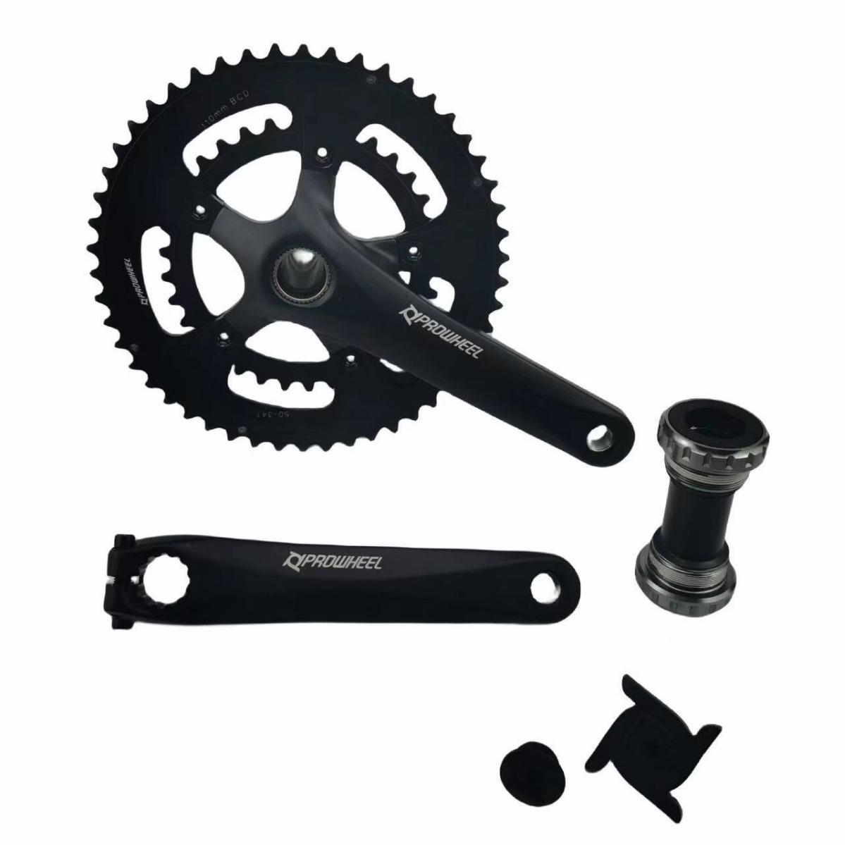 Prowheel浩盟公路车中空一体牙盘91011速铝合金曲柄中轴521/621