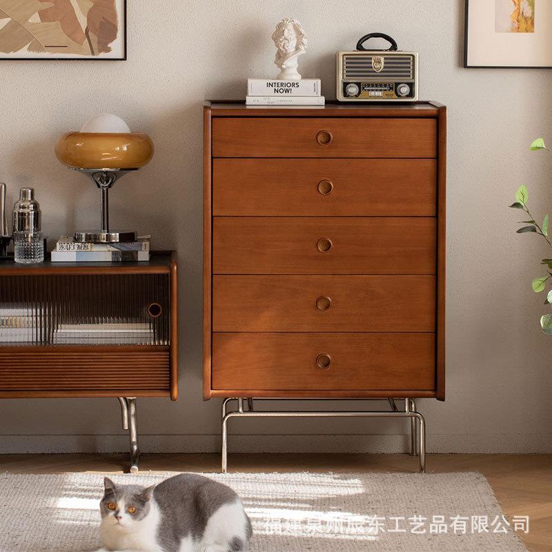 北欧实木五斗柜家用主卧室大容量储物柜客厅简约多功能原木斗柜