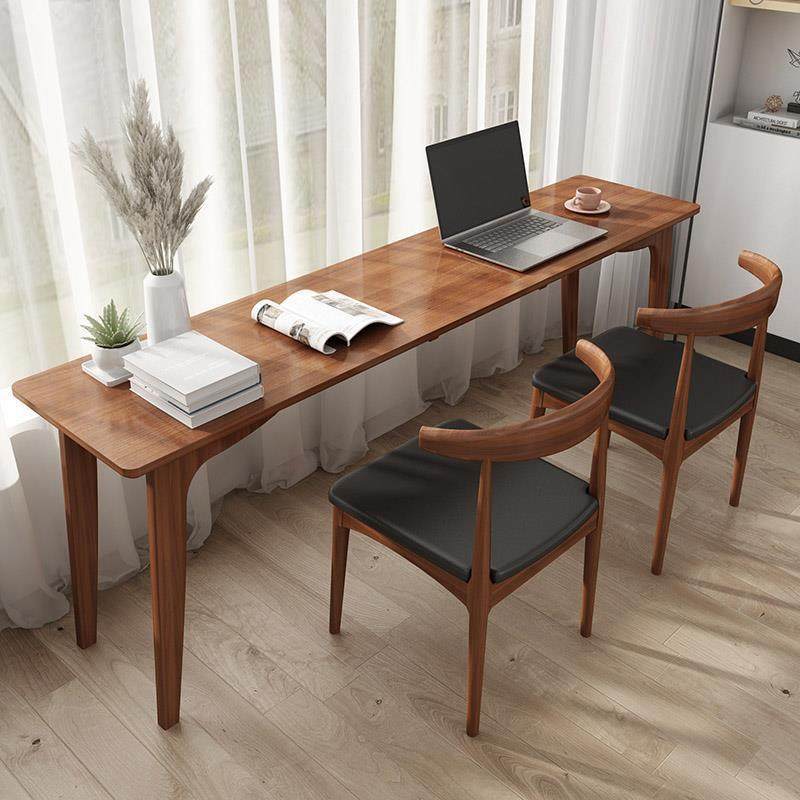 现代简约全实木双人书桌书房桌子实木腿靠窗桌长条桌办公桌电脑桌