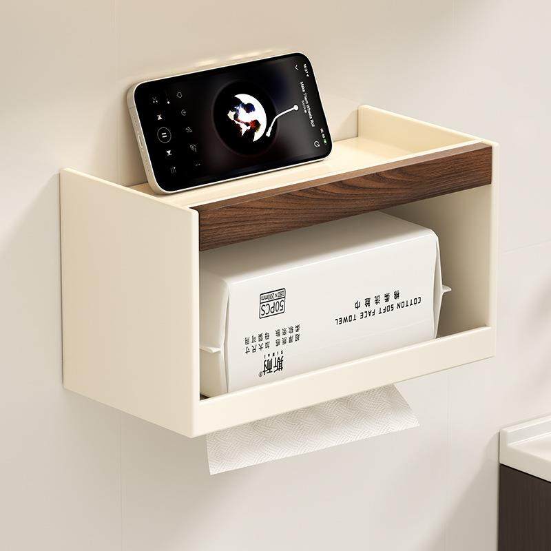 胡桃木纸巾架卫生间厕所洗手间厕纸盒免打孔放擦手纸抽纸置物架子