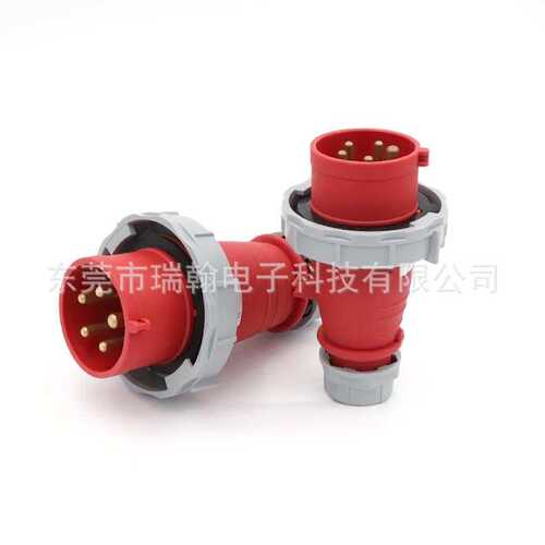 IEC309工业插头IP67防水公母16A32A63A230V 4P 380V延长线CE认证