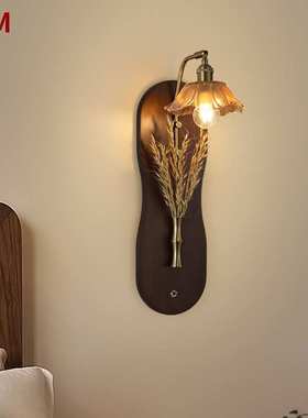 复古中古风壁灯卧室床头灯侘寂风民宿实木客厅电视背景墙灯80085