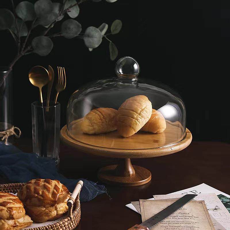 创意防尘透明玻璃盖食物罩高脚蛋糕盘竹木水果盘客厅甜品展示台,鲜花速递/花卉仿真/绿植园艺,其它园艺用品,淘宝优惠券,粉丝福利购,淘宝优惠卷
