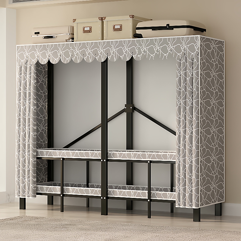 简易家用卧室折叠免安装布衣柜全钢架加粗加厚结实耐用出租房收纳