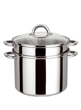 出口欧美24cm多功能沥水捞面意粉锅201/430不锈钢8QT面条高汤蒸锅