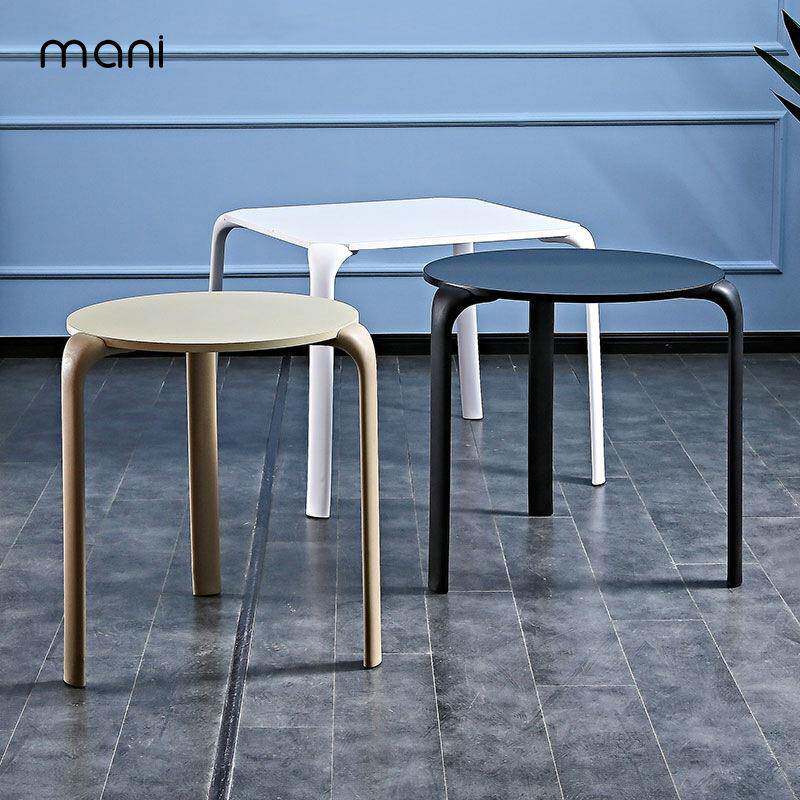 北欧家用简约餐桌现代小户型桌子网红轻奢洽谈方圆桌奶茶店休闲桌