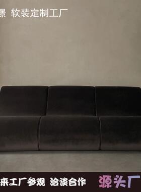 复刻布艺丝光绒Modular模组波浪形弧形多人沙发设计师款简约客厅