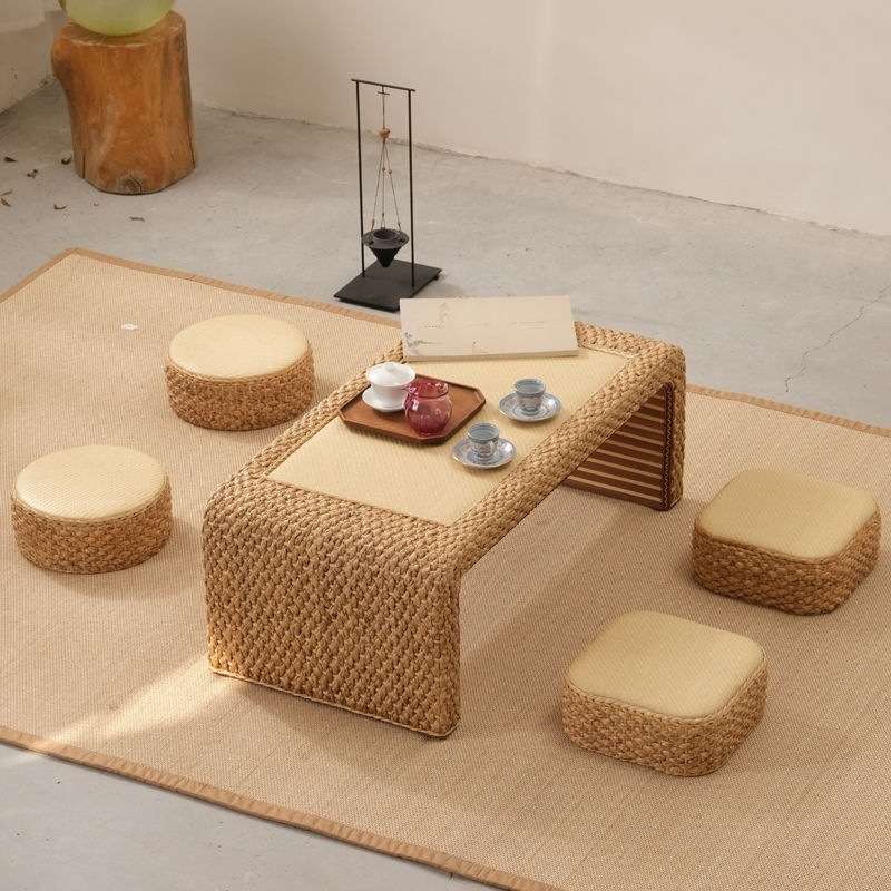 藤编榻榻米茶桌阳台矮桌飘窗窗桌茶几家用炕桌禅意地台小桌子