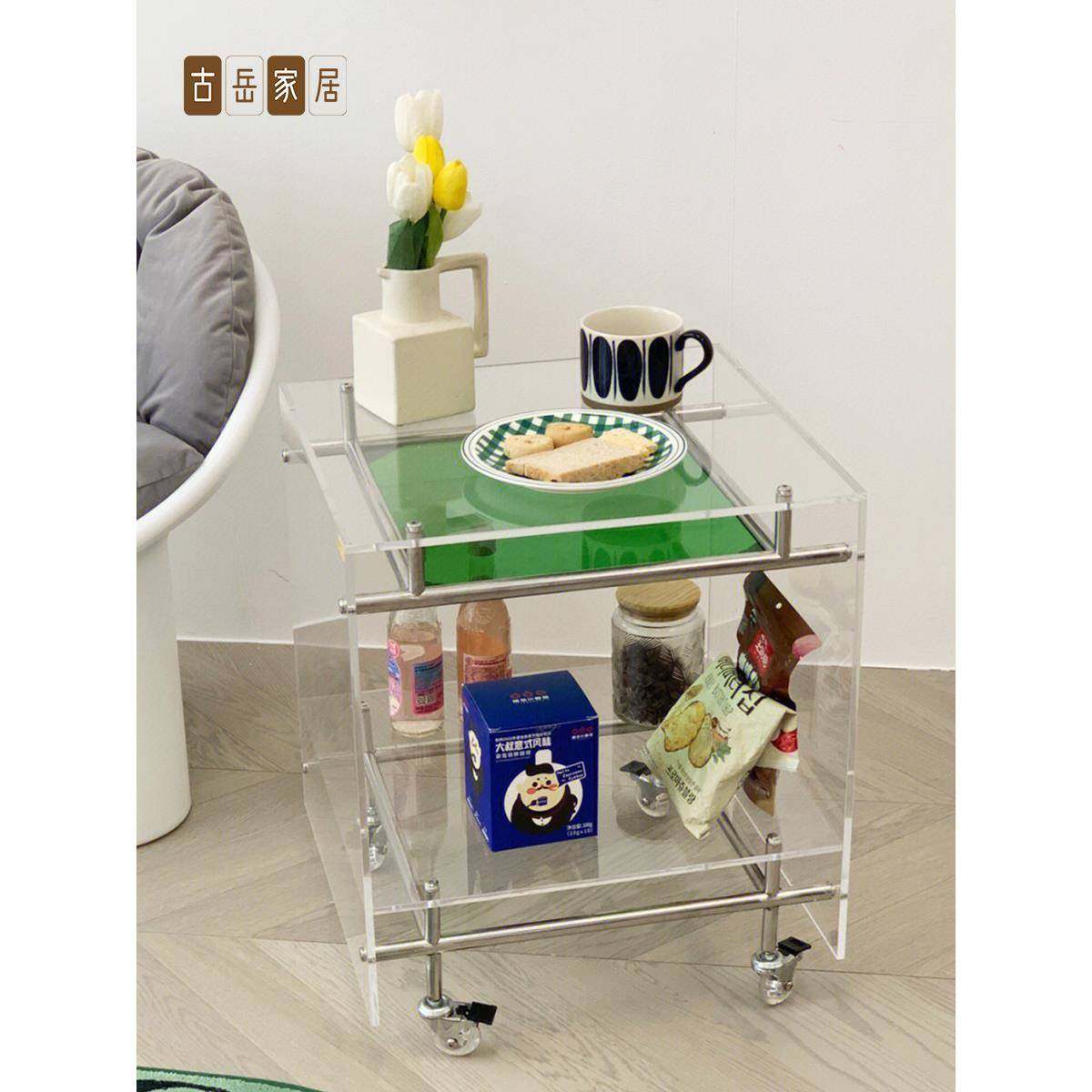 亚克力透明置物架多层边几边柜客厅方几北欧简约可移动推车床头柜,3C数码配件,USB灯,淘宝优惠券,粉丝福利购,淘宝优惠卷