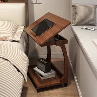 可移动床头柜窄夹缝小型电脑桌卧室家用工作台多功能床边桌置物架