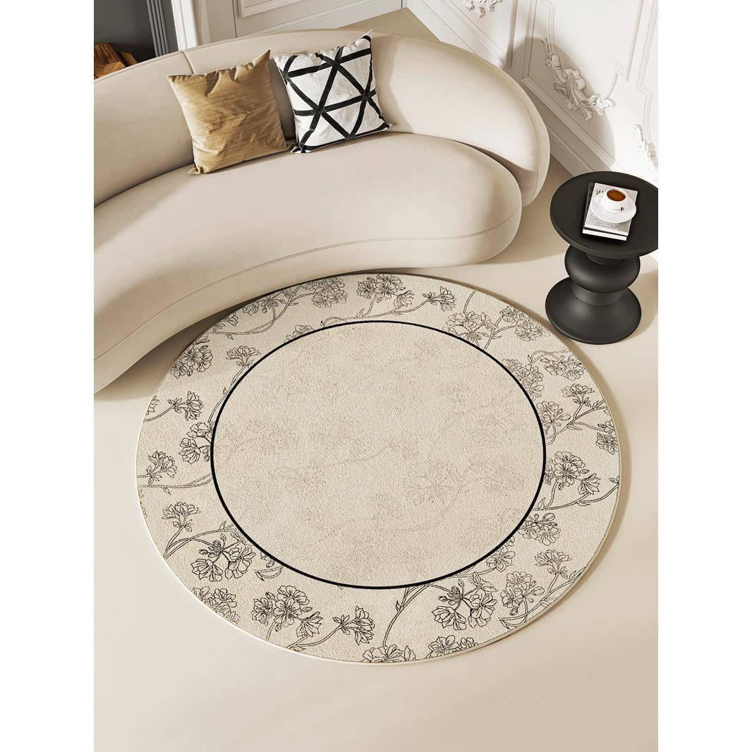 【折扣价】奶油风圆形地毯轻奢感客厅茶几卧室床边衣帽间梳妆台椅
