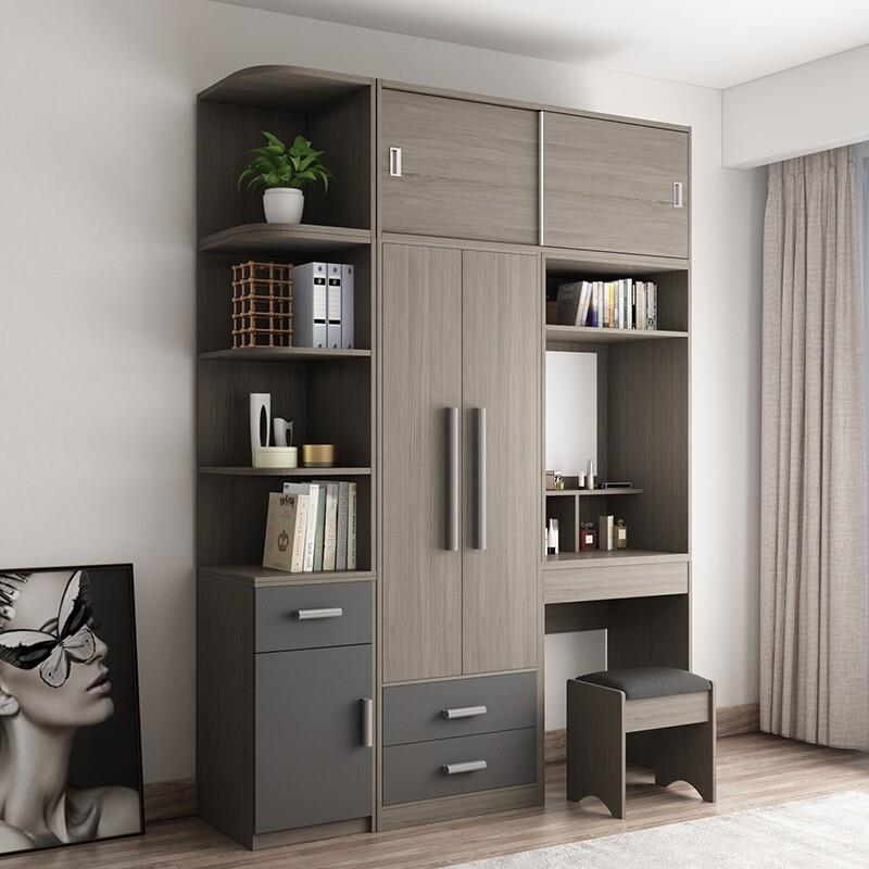 【折扣价】连体衣柜电脑桌一体卧室二门三门四门组合梳妆台书桌连