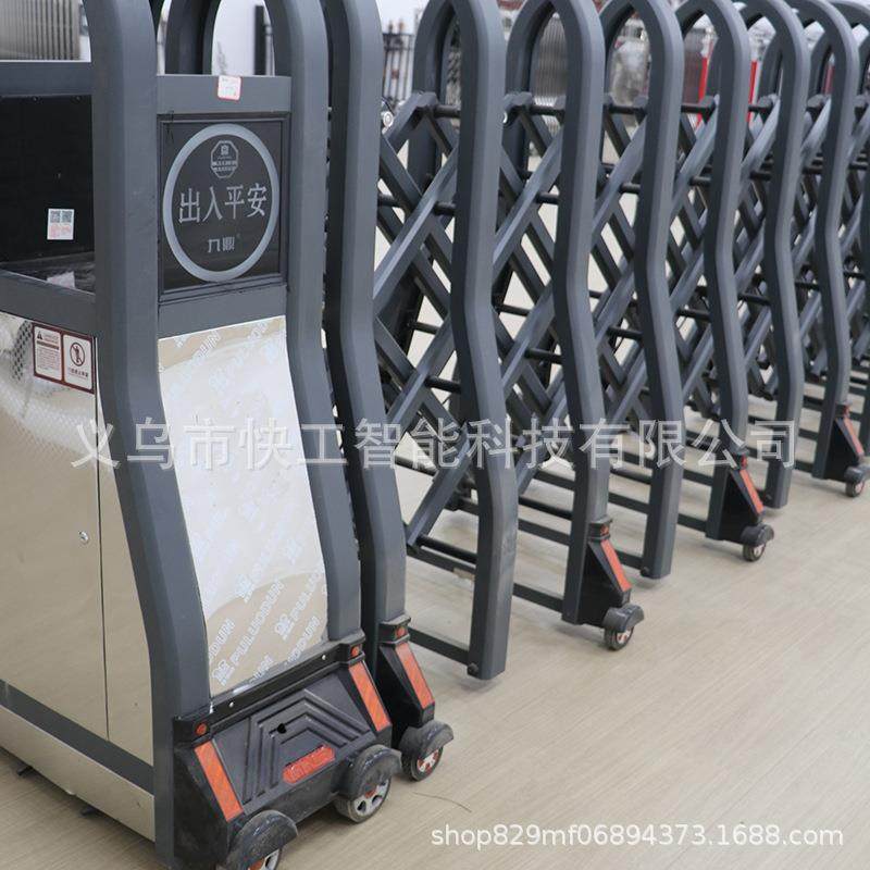 不锈钢伸缩电动折叠推拉车牌识别一体机工厂工地学校铝合金收缩门