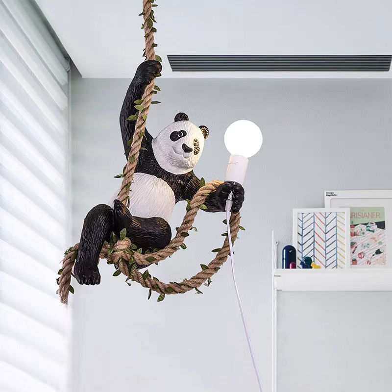 北欧创意个性动物园装饰麻绳熊猫吊灯酒吧餐厅民宿风格木屋植物灯,模玩/动漫/周边/娃圈三坑/桌游,模型制作工具/辅料耗材,淘宝优惠券,粉丝福利购,淘宝优惠卷