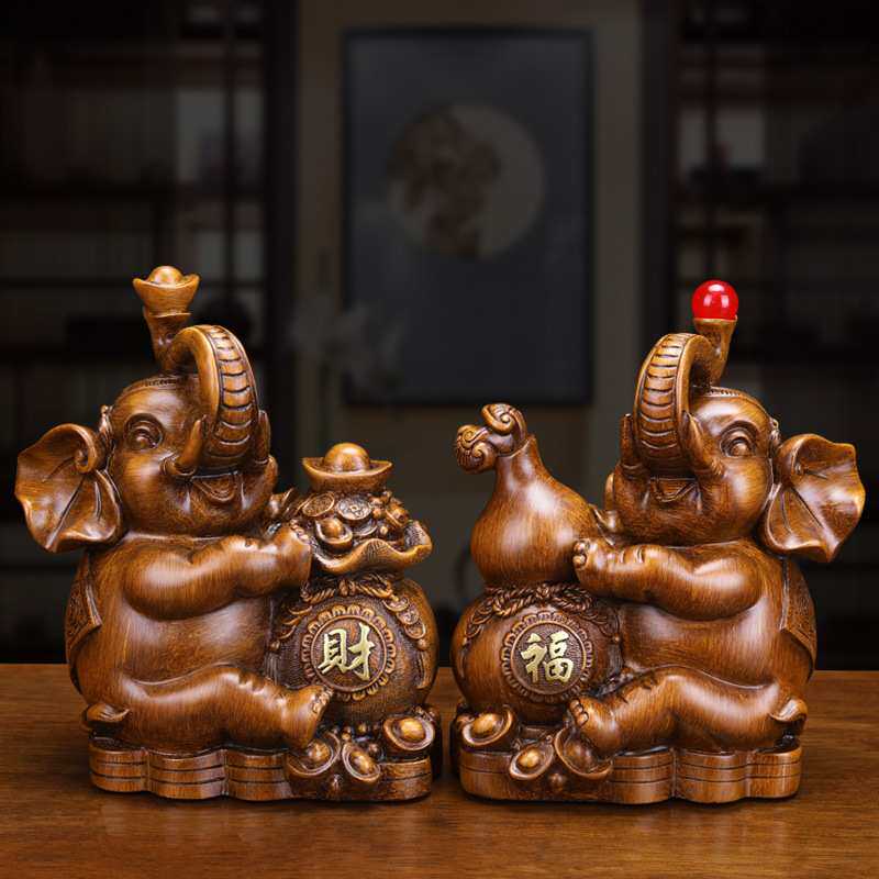 中式财福对象摆件酒柜客厅家居装饰品树脂工艺品店铺开业礼品摆件
