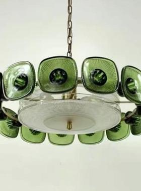 法式绿色玻璃吊灯房间主卧室水晶美式现代轻奢奶油客厅复古餐厅灯