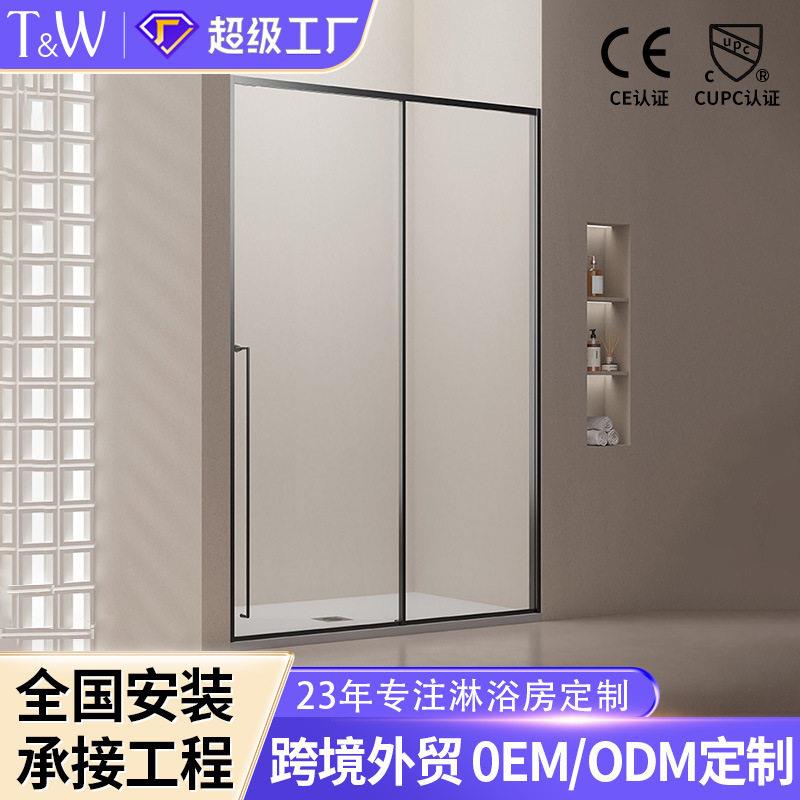 TW特拉维尔一字形淋浴房一体式家用屏风隔断浴室卫生间玻璃门定制