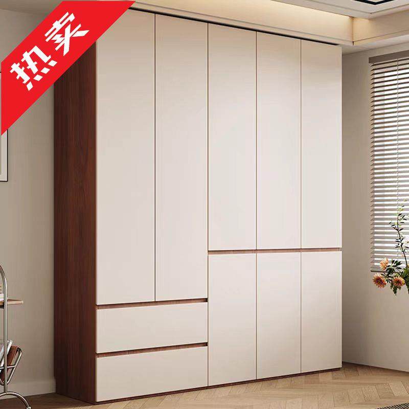 ir简约实木衣柜家用卧室分段式免拉手大衣橱新款2024一门到顶储