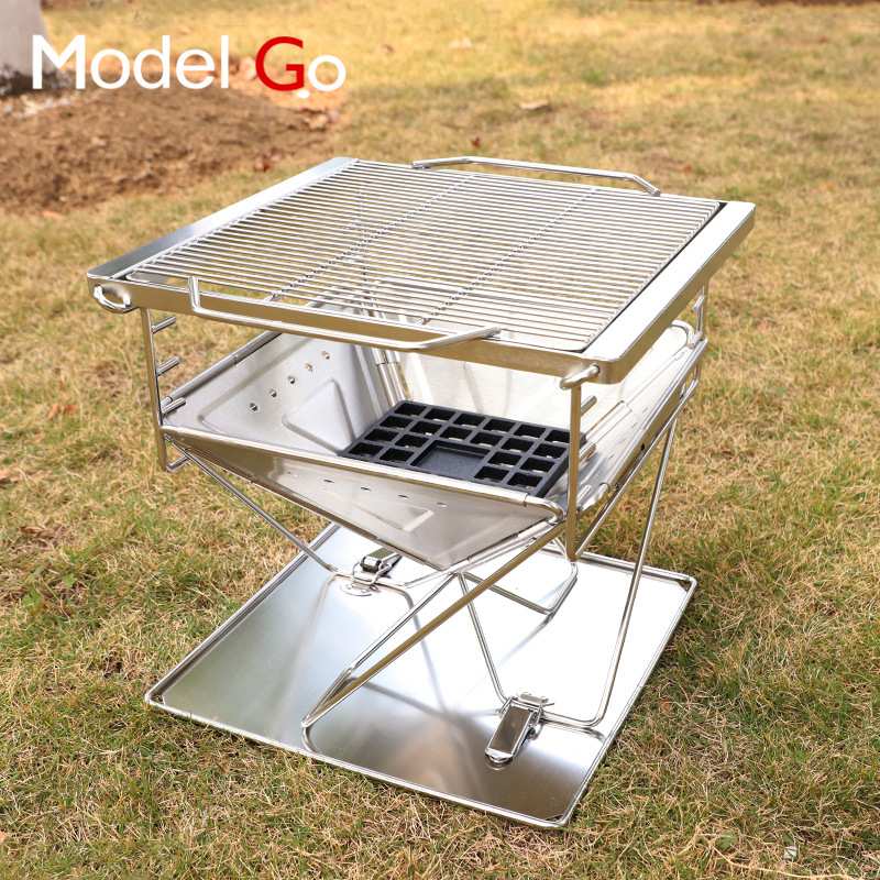 MODELGO牧蝶谷焚火台烧烤架加大加厚烧烤炉不锈钢折叠烤肉炉篝火