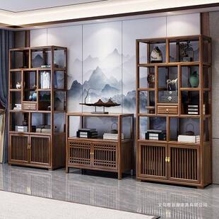 新中式实木博古架多宝阁置物架隔断摆件书房办公茶室展示柜书架子