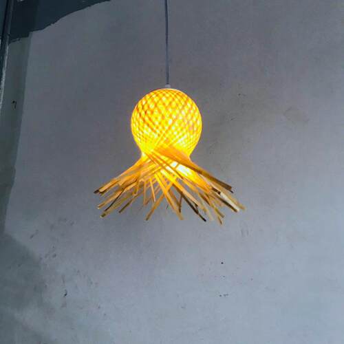 中式禅意竹艺竹编创意个性饭店餐厅水母竹篾装饰落地灯小吊灯