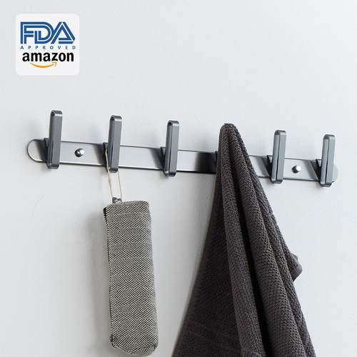 北欧灰色太空铝挂钩黑色排钩创意厨卫门后铝合金衣帽钩挂衣钩勾6