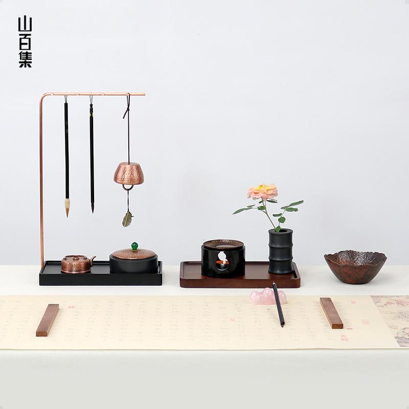 2P80简曰带铜盖火锅硯台墨盒书法歙砚天然原石可磨墨砚余墨