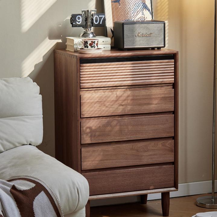 北美黑胡桃木五斗柜客厅边柜全实木简约现代卧室多六九斗柜储物柜