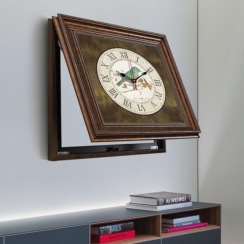 OF9D美式电表箱装饰画带钟表复古餐厅改造弱配电箱电闸盒时钟遮挡