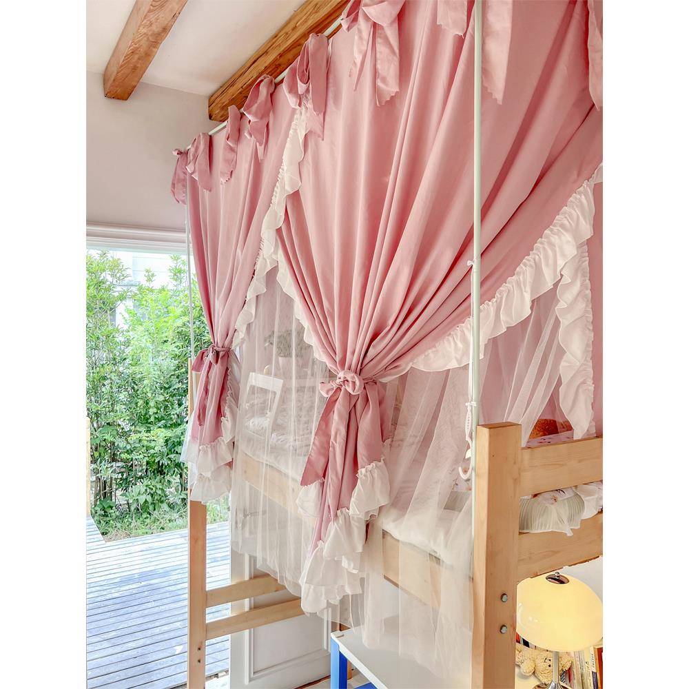 XEI3u型支架学生宿舍蚊帐上铺下铺一体式床帘寝室双层少女公主风