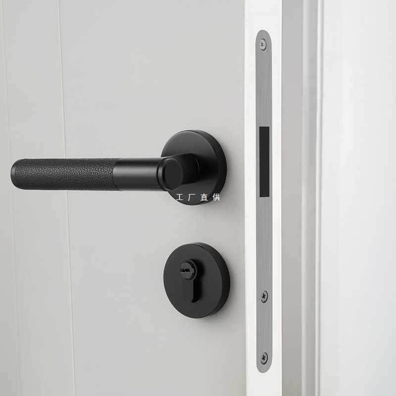 贝雷欧灰黑皮纹门锁金色轻奢室内北欧房门锁卧室磁吸通用型静音锁