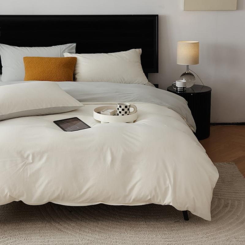 【折扣价】A类纯棉天竺棉四件套秋冬季纯色裸睡床单被套全棉针织