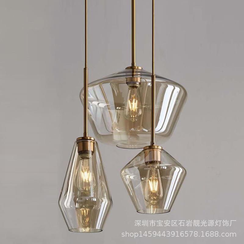 北欧现代简约客厅餐厅吧台单头吊灯卧室床头个性三头玻璃吊灯