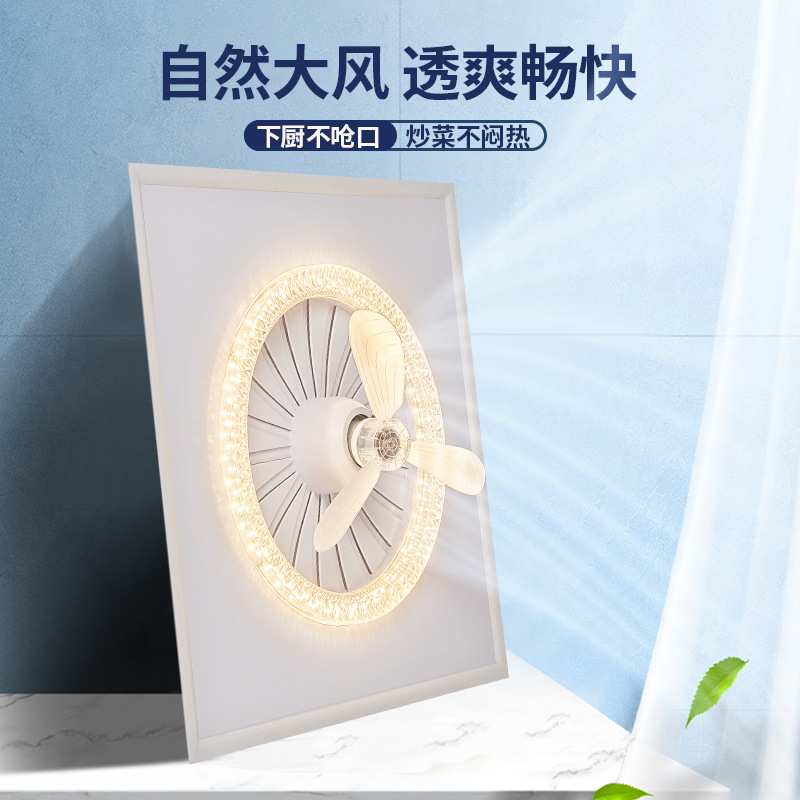 新款厨卫吸顶风扇灯家用厨卫插拔式360度摇头智能风扇灯中山灯具
