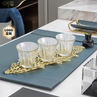 高级感轻奢烛台欧式烛光晚餐家用叶子玻璃烛台装饰品婚礼拍摄道具