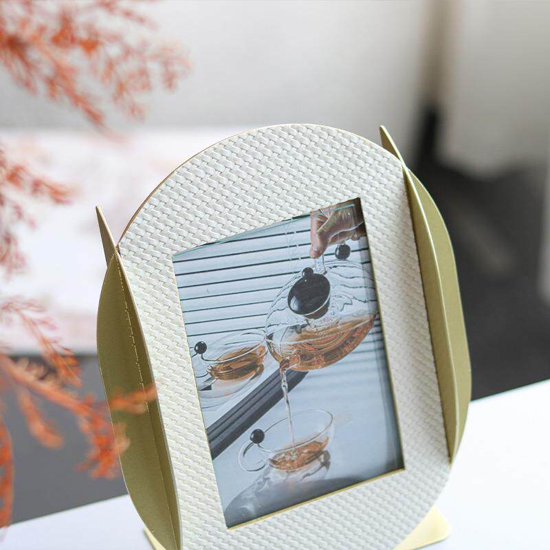 轻奢高端皮革相框样板间酒店卧室民宿创意家居床头柜相框软装饰品