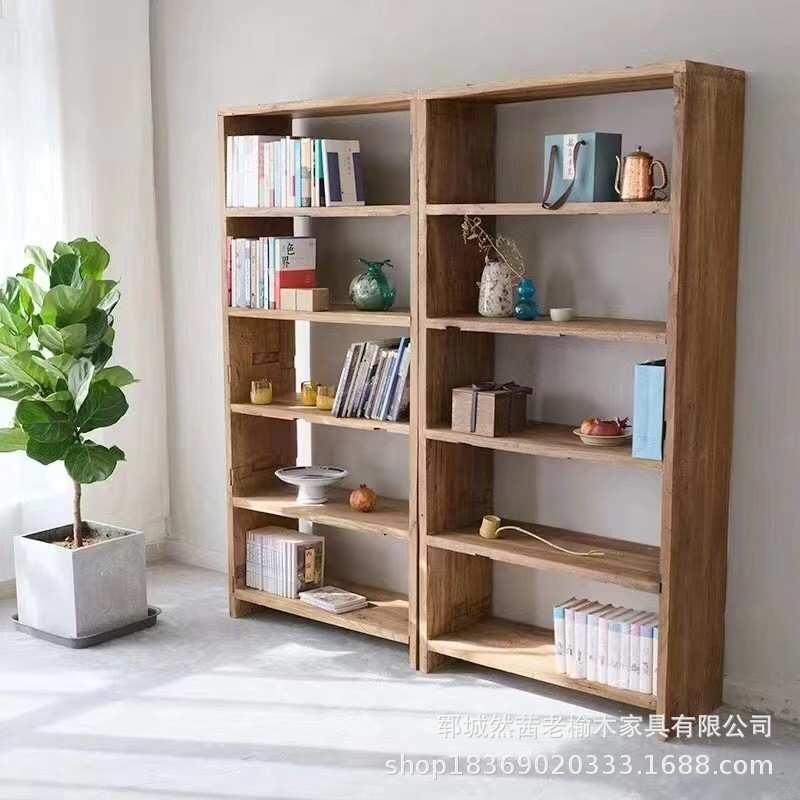 中式老榆木书架客厅小户型装饰隔断博古架多宝阁酒瓶收纳柜茶叶柜