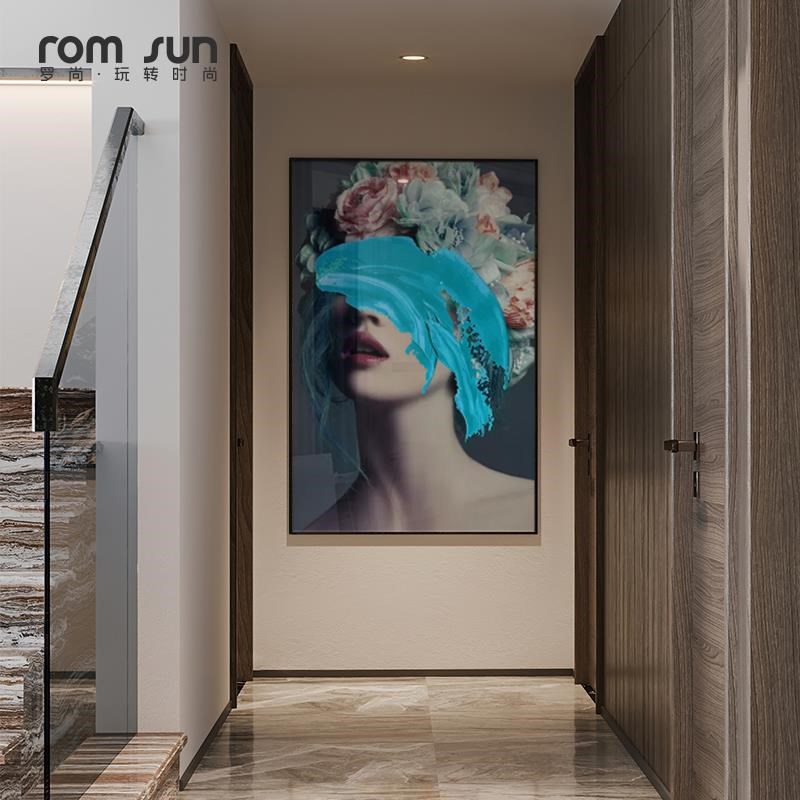 罗尚轻奢人物装饰画北欧玄关壁画抽象美女人像现代简约客厅墙挂画图片