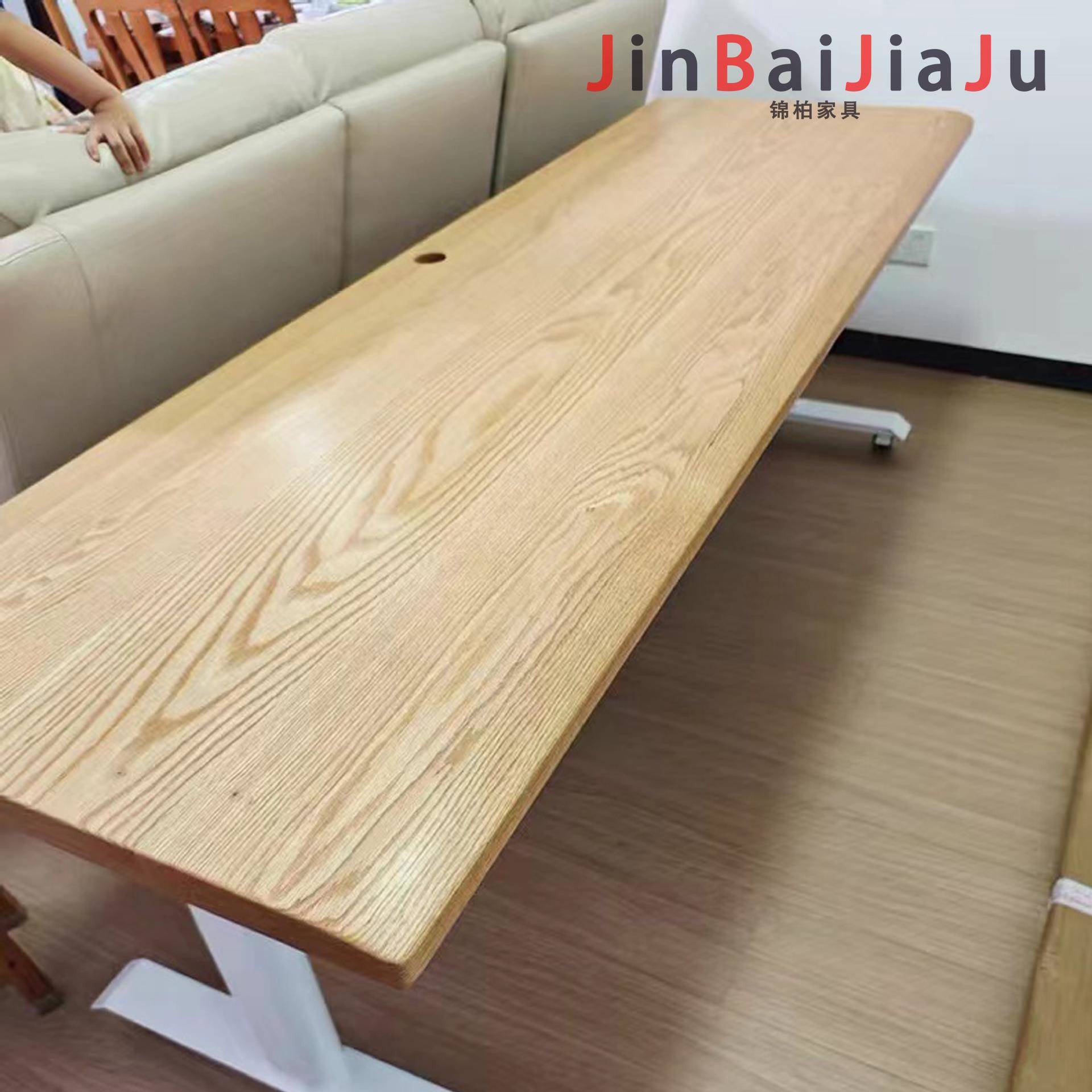 实木电动升降桌面儿童学习桌电脑办公桌面白蜡木樱桃木黑胡桃木