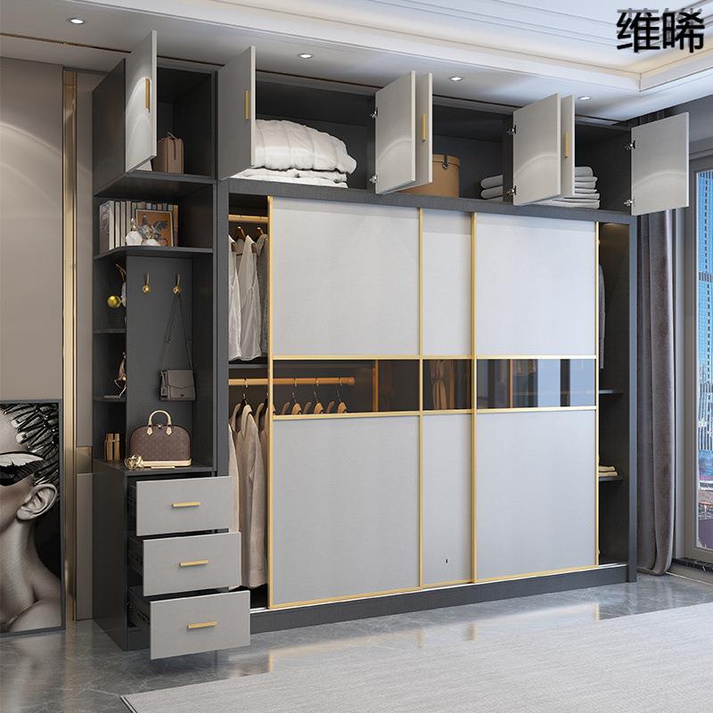 WP6衣柜家用卧室柜子实木储物柜加高耐用推拉移门现货大衣橱2025