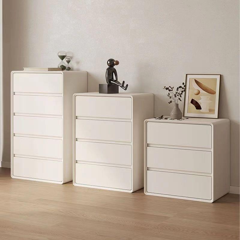 奶油风白色五斗柜卧室储物柜简约现代收纳柜三斗柜客厅实木抽屉柜