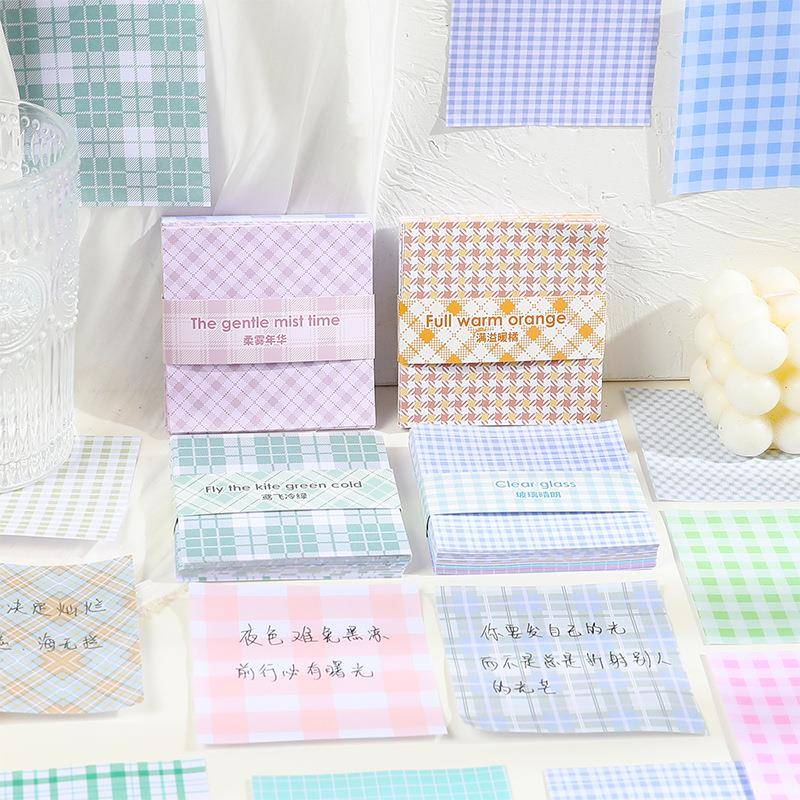 格纹便利贴便签纸手帐素材本无粘性不重复打底便签纸现货