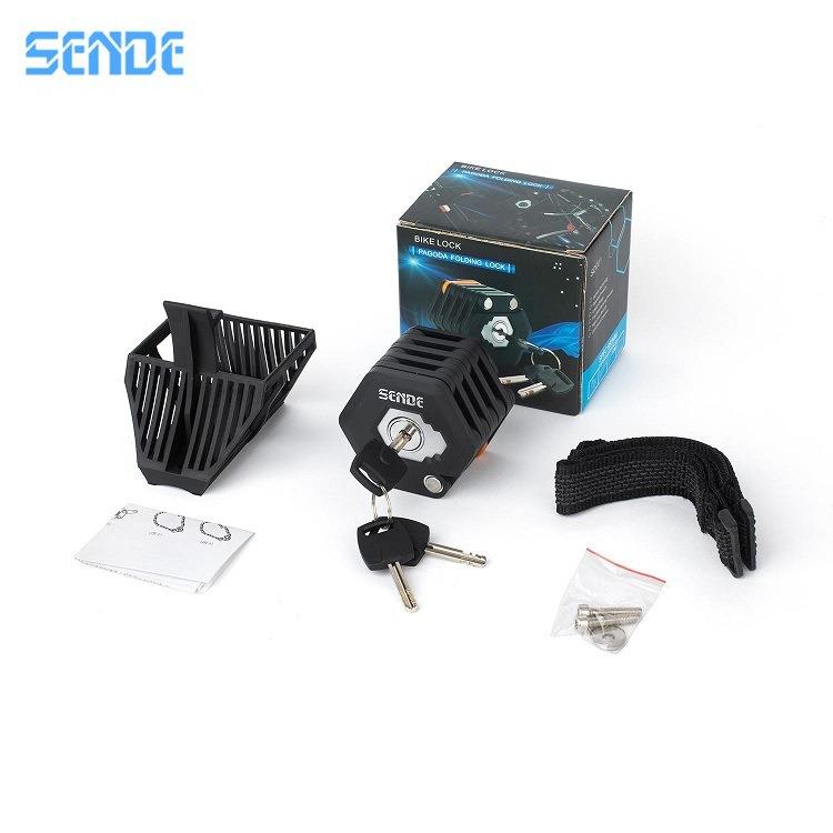 森德Z01自行车锁单车汉堡锁宝塔锁便携折叠锁防盗关节锁