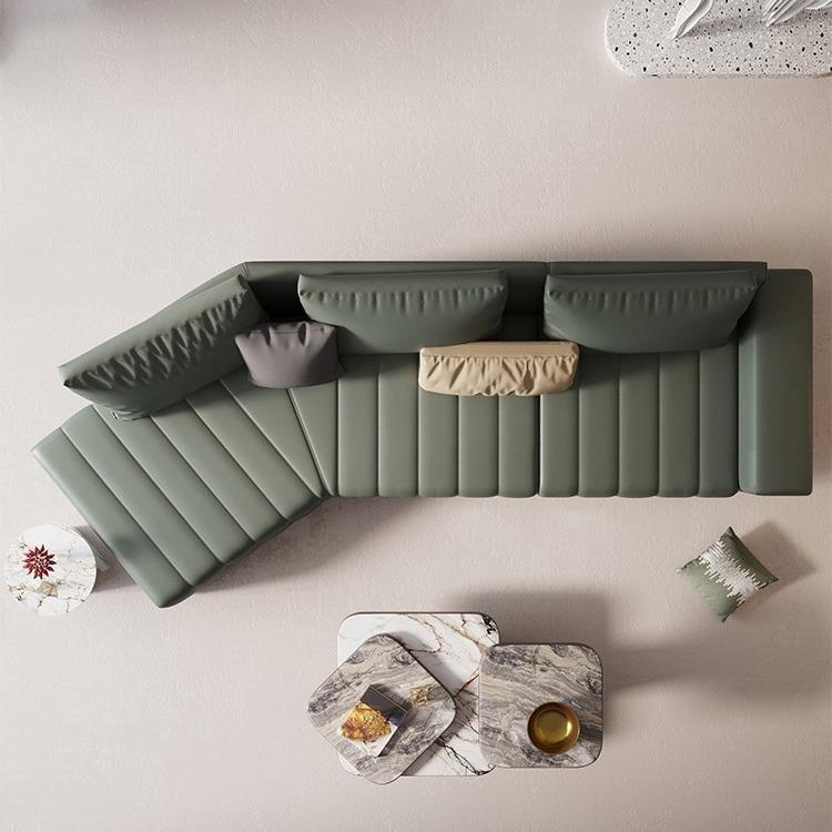 现代轻奢意式极简钢琴键异形沙发客厅简约baxter网红弧形真皮沙发