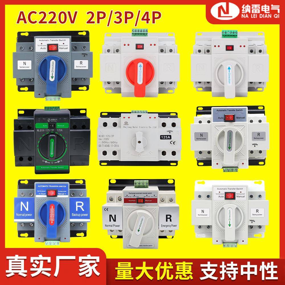 双电源自动转换开关CB级ce认证220V2P4P63A125切换柜箱迷你型ATSE