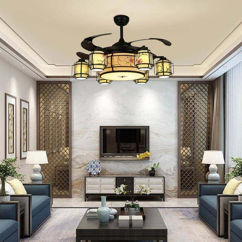新中式隐形风扇灯客厅吊灯餐厅家用卧室书房复古电风扇灯套餐灯具,基础建材,脚轮/万向轮,淘宝优惠券,粉丝福利购,淘宝优惠卷